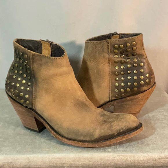 Liberty Black Leather Studded Biker Ankle Boots - Picture 4 of 13